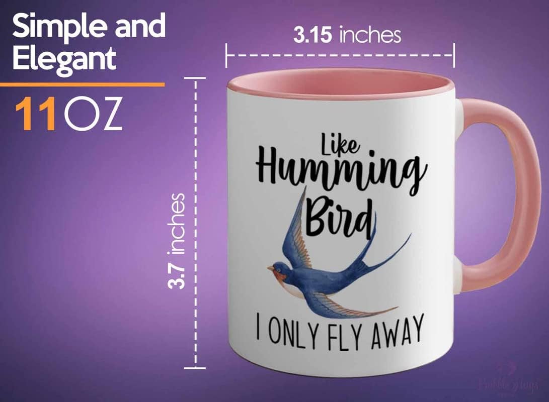 Bird Lover Two Tone Pink Edition 11oz - Humming Bird Fly Away - Hummingbird Nest Cage Parrot Dad Gardening Outdoor Birdwatcher Feeder