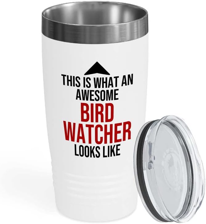 Bird Lover White Edition Viking Tumbler 20oz - Awsome Bird Watcher Loo