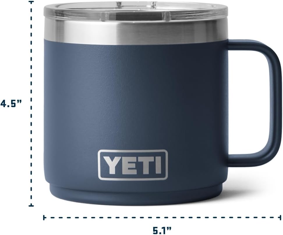 YETI Rambler 14 oz Ceramic Lined Stackable Mug, Vacuum Insulated, Stainless Steel with MagSlider Lid, Cherry Blossom