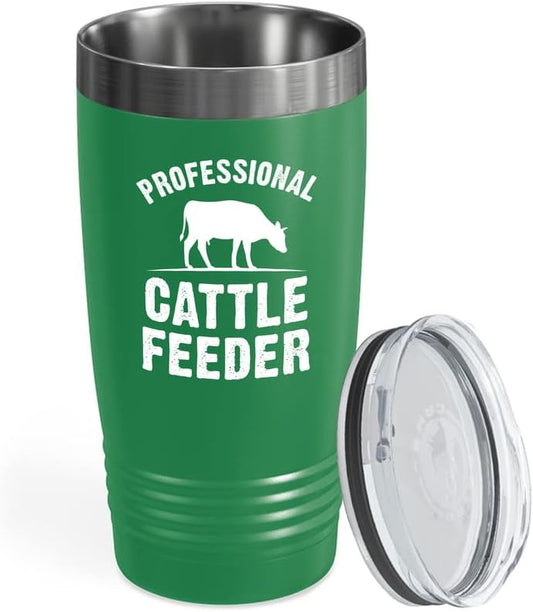 Dairy Farmer Green Viking Tumbler 20oz - Professional Cattle Feeder - Farming Garden Tractors Peasant Cultivator Agriculturist Peasant Animal