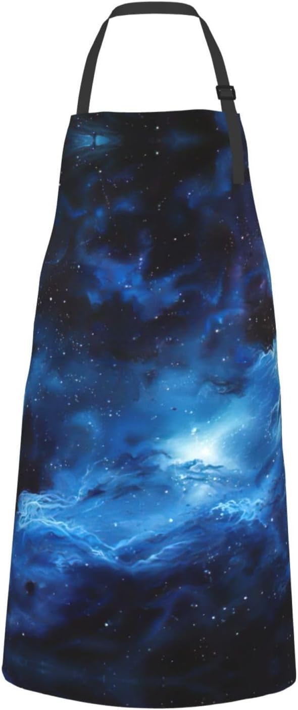 Blue Galaxy print Waterproof chef's apron with pocket apron for kitche