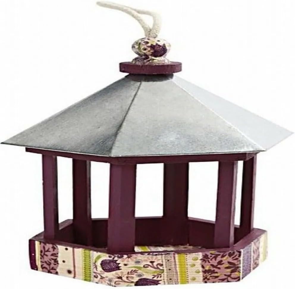 Creativ 22 x 18 x 16.5 cm 1-Piece Wooden Hexagonal Bird Table with Zin