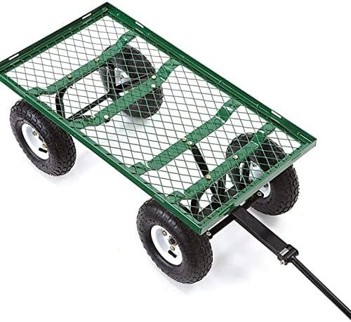 JSEIAJB Household Garden Carts Courtyard Folding Camping Wagon Cart Lawn Outdoor Steel Heavy Duty Beach Wagon with Big Wheel