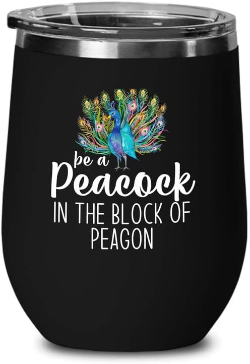 Bird Lover Black Edition Wine Tumbler 12oz - Peacock block pgeons - Hummingbird Nest Cage Parrot Dad Gardening Outdoor Birdwatcher Feeder