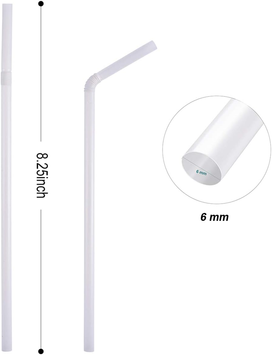 200 Count 8.25" Eco-friendly Bendable Compostable PLA Straws - KTOB Plasticless Biodegradable Flexible Drinking Straws