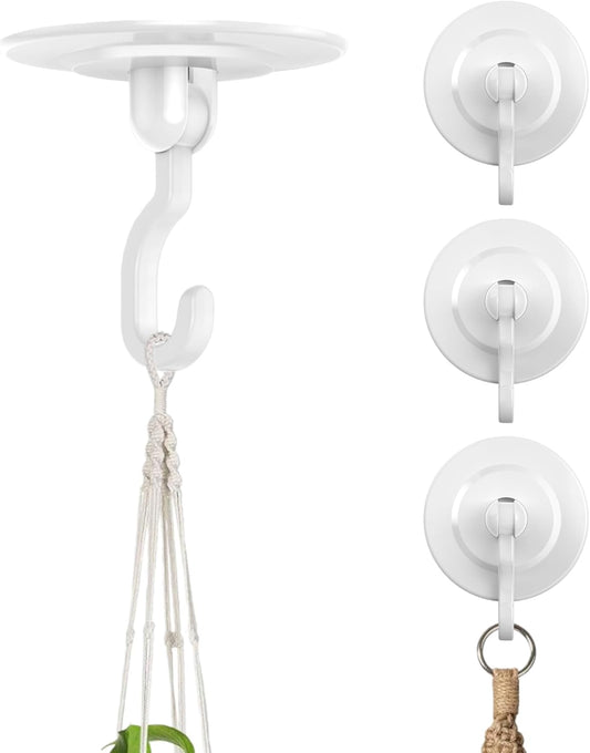 Adhesive Wall & Ceiling Decor Hooks: 4-Pack 3 lbs Heavy Duty No-Drill 