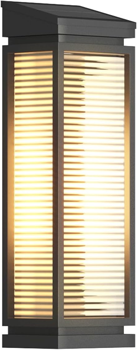 Large Solar Outdoor Wall Sconce Light Fixture, Modern Exterior Wall Lamp with Glass, Waterproof Wall Mounted Lighting, Stainless Steel Wall Lantern for Villa, Porch, Patio, Garden, Yard