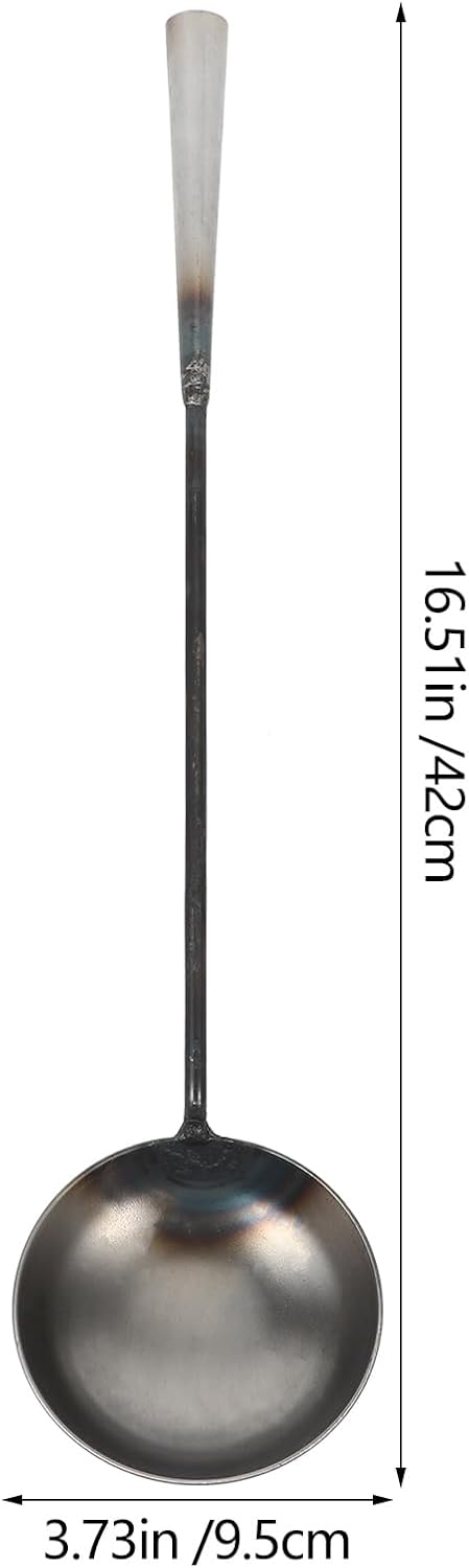 Zerodeko Long Handle Water Scoop and Mud Ladle 16.53In Durable Iron Garden Cleaning Spoon for Drain and Outdoor Use