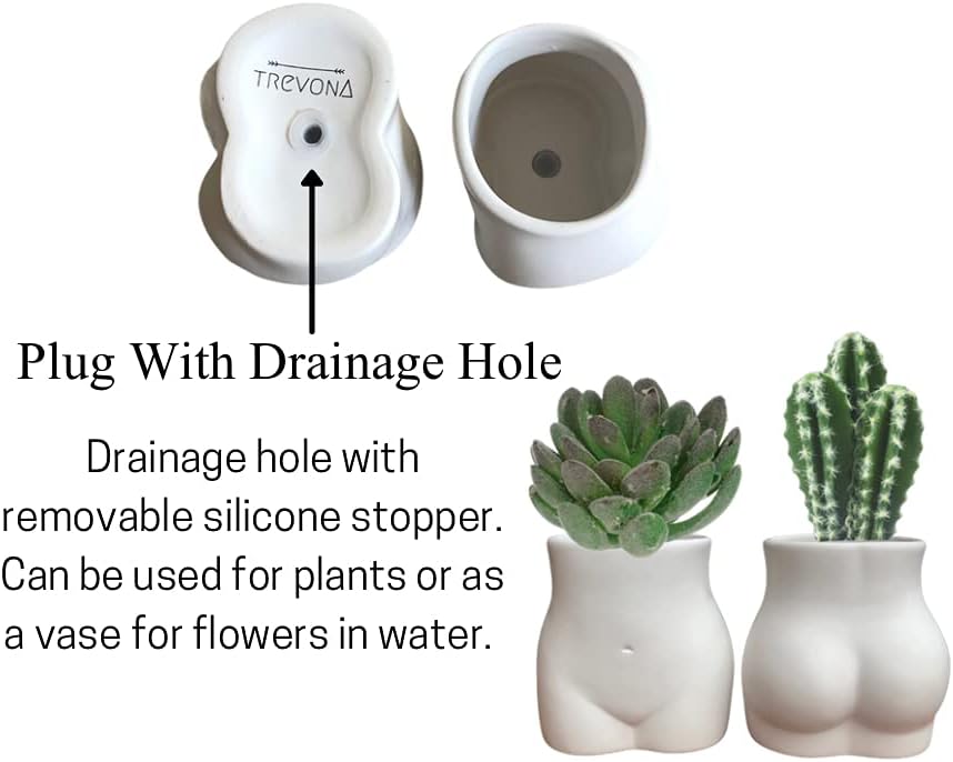 Butt Vase - Female Form Planter Pot - Cheeky Body Flower Vase - Boho Home Decor - Booty Shaped Ceramic White Matte