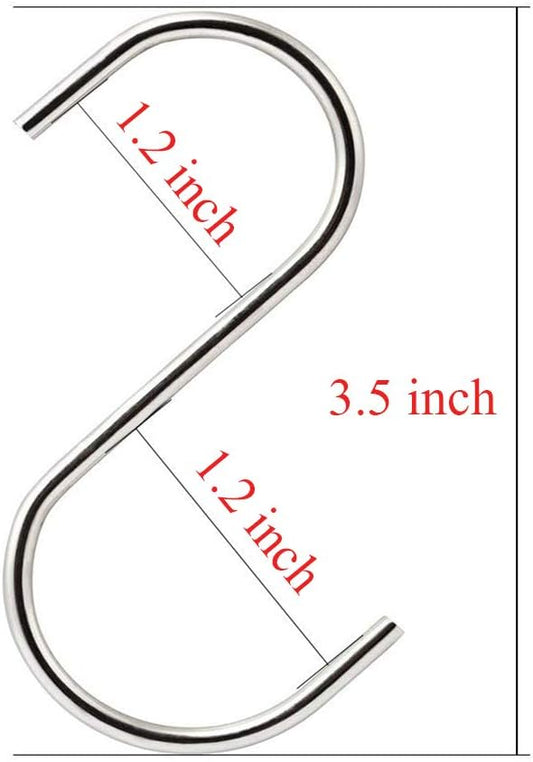 20 Pack 3.5" Hooks S Shaped Hanging Hooks Stainless Steel Metal Hangers Hanging Hooks Kitchen,Closet,Bathroom,Work Shop,Garden,Outdoor etc.