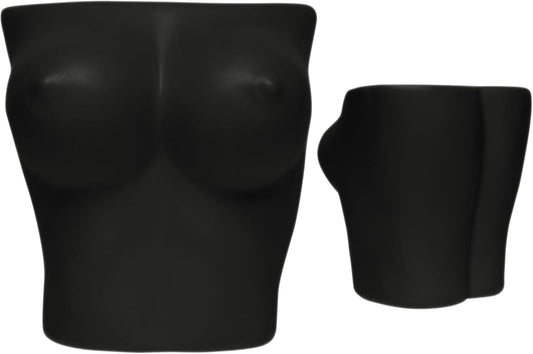 Body Vase Female Form - Woman Body Statue for Decor - Boob, Bust Planter - Ceramic Incense Holder (Small, Black)