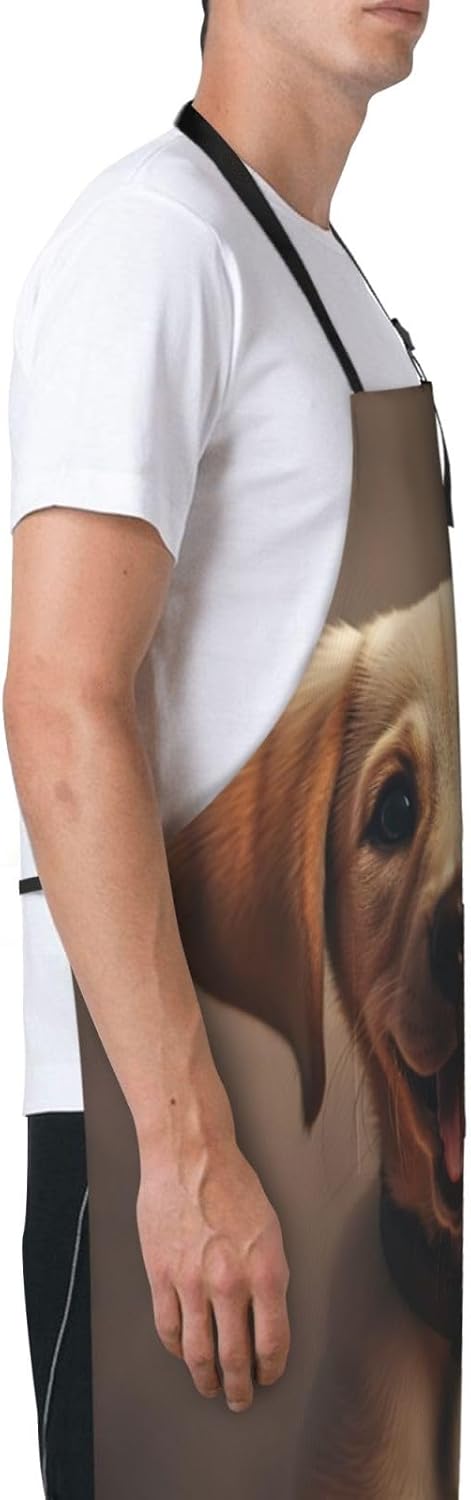 cute Labrador Dog print Waterproof chef's apron with pocket apron for kitchen cooking baking barbecue and gardening