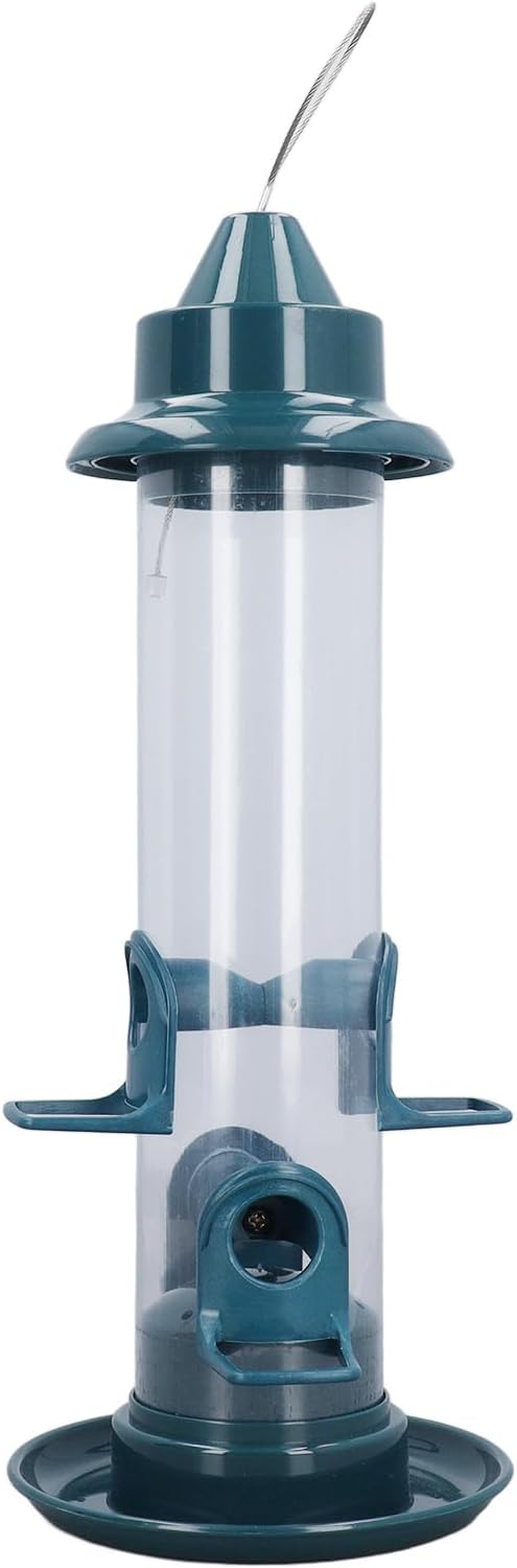 Hanging Bird Feeder Squirrel Proof Adaptable Hook Automatic Feeder 4 Perches Outdoor