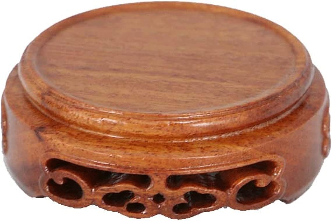 Wooden Vase Base Wooden Fishbowl Display Vase Pot Planter Stand Plant Pot Display Stand,4 Size for Choice,0.98 Inch Height Wooden Vase Stand (Size : Large)