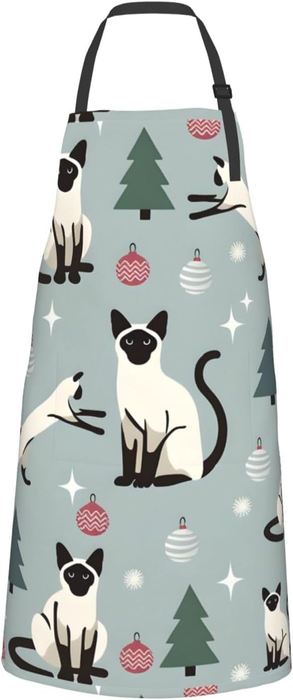 YANYU Fun cat and tree Print 28x33 In Kitchen Apron Stylish Chef Apron with Pockets for Cooking Baking Painting