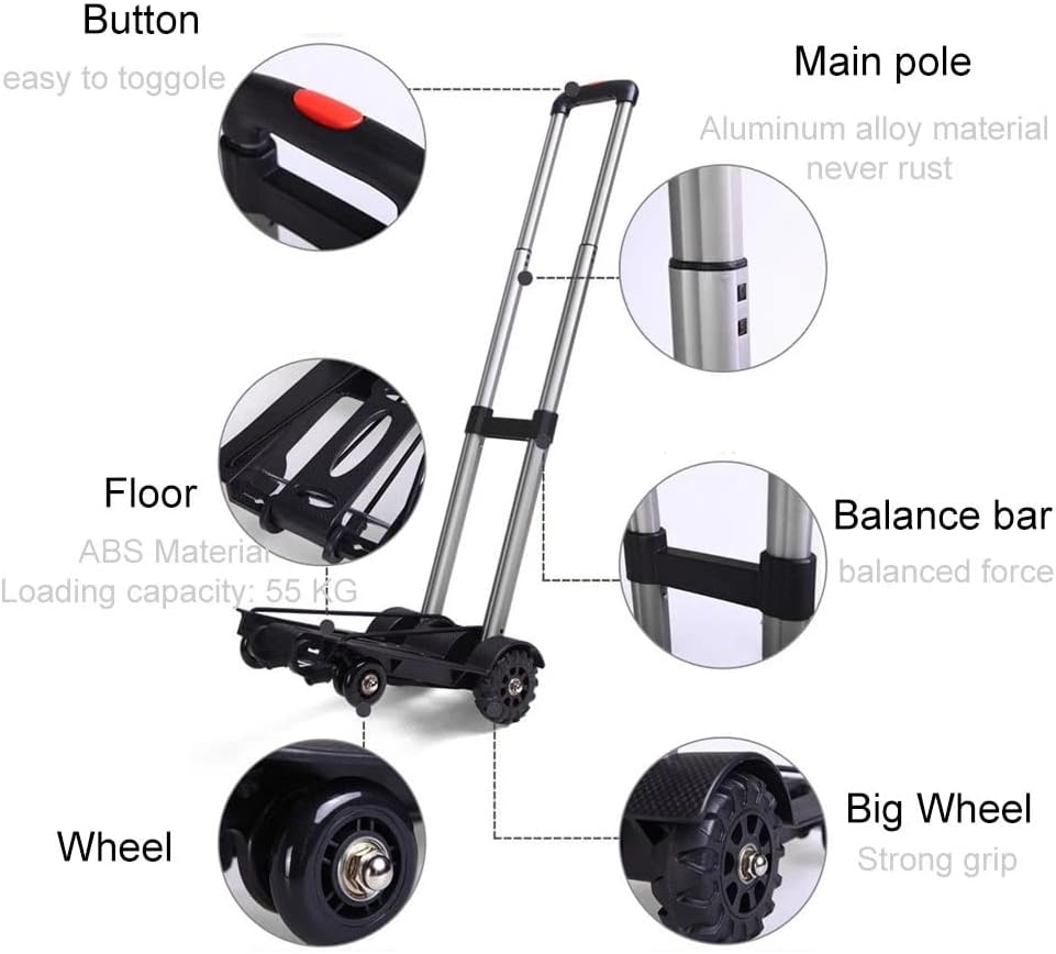 JSEIAJB Aluminum Alloy Car Folding Luggage Cart Portable Travel Traile