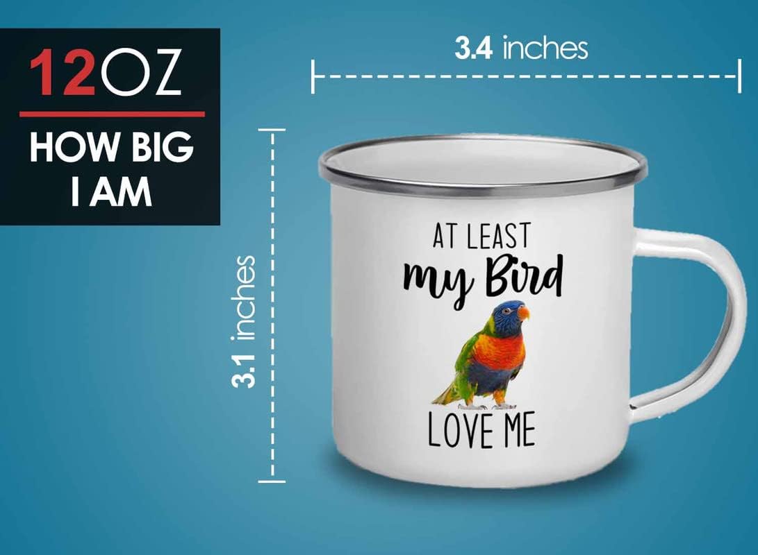 Bird Lover Camper Mug 12oz - Bird loves me - Hummingbird Nest Cage Parrot Dad Gardening Outdoor Birdwatcher Feeder