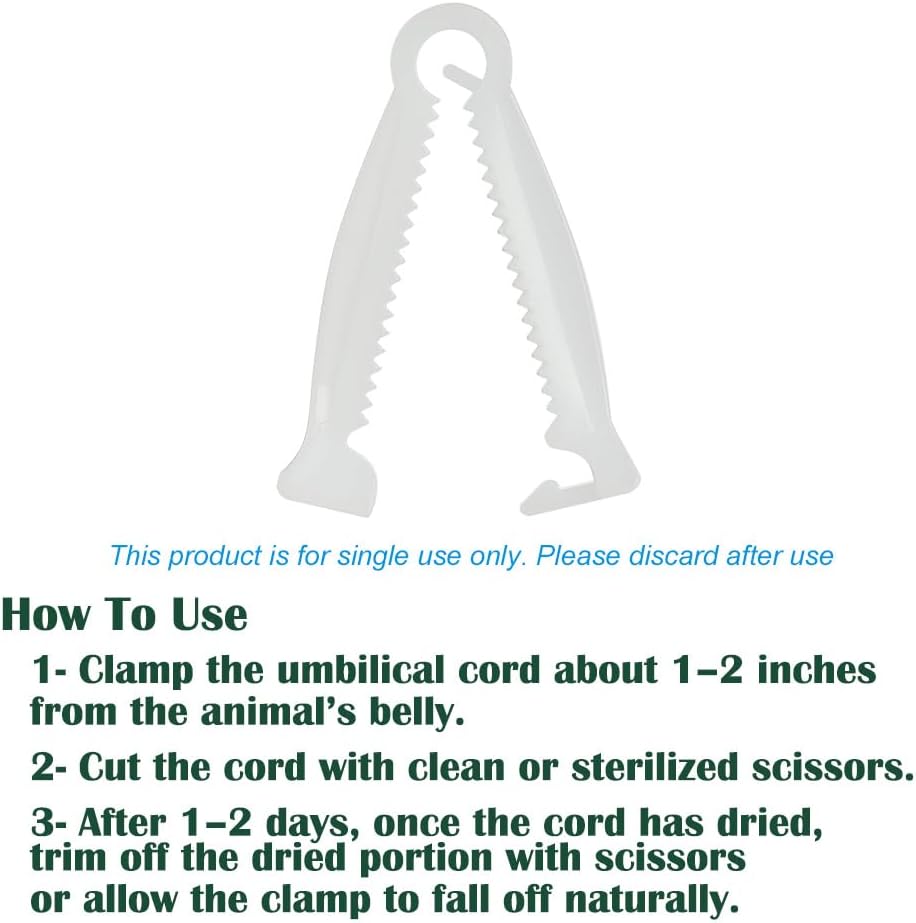 Animal Birth Kit with Curved Scissors | Disposable Umbilical Clamps, H