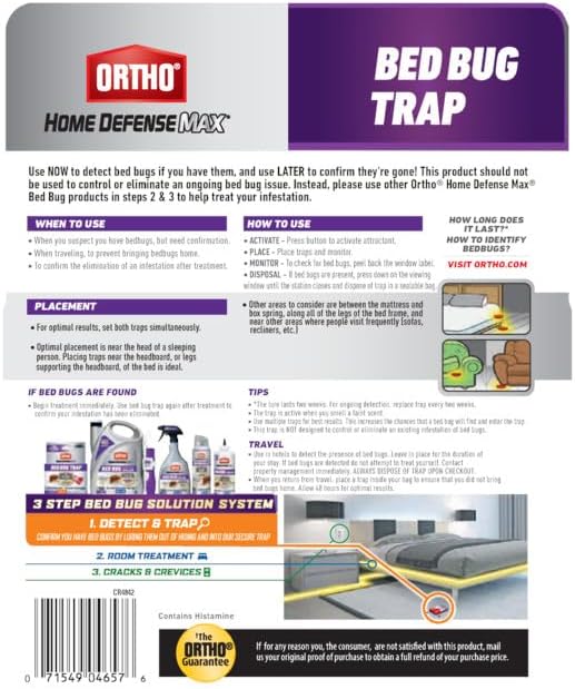 Ortho Home Defense Max Bed Bug Trap, Detect Bed Bugs in Homes and Whil