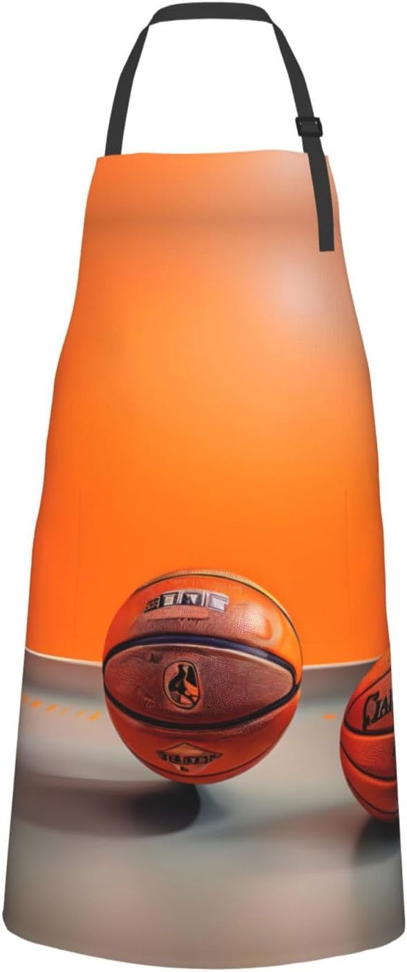 Basketball Orange Print Laundry apron 28x33 In Waterproof Kitchen Apro