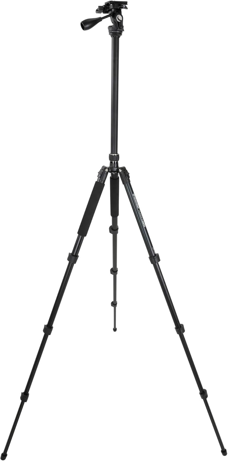 Celestron 82051 Hummingbird Fast Action Pan Tilt Head Tripod for a Spotting Scope, Binocular or Camera, Black