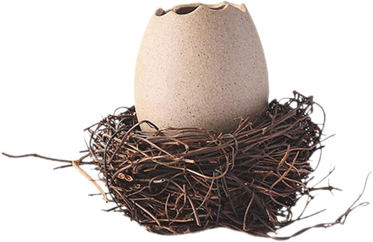 Garneck 1 Set Ceramic Eggshell Planter with Unique Bird Nest Design Portable Water Culture Vase Utensils Eggshell Container for Home Decoration