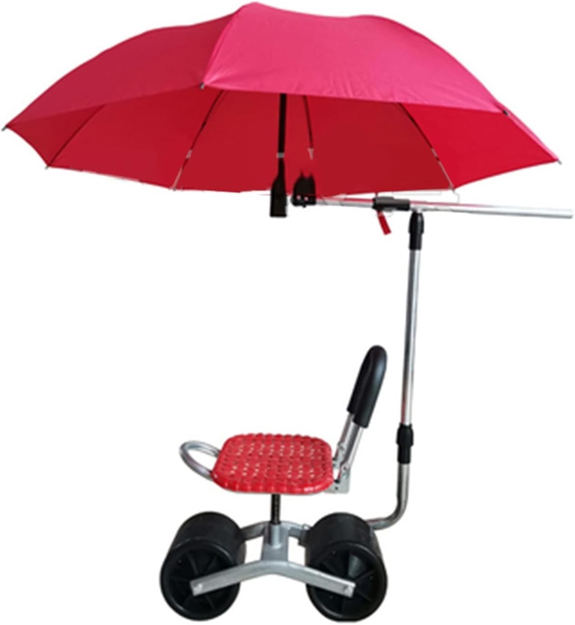 HBJWOV Garden Cart Rolling Work Seat Garden Cart Stool with Umbrella Bracket But Not Include Umbrella