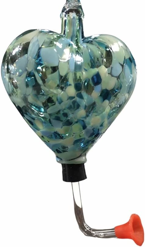 Glass Eye Studio Hummingbird Feeder Heart Shaped - Green Seaglass