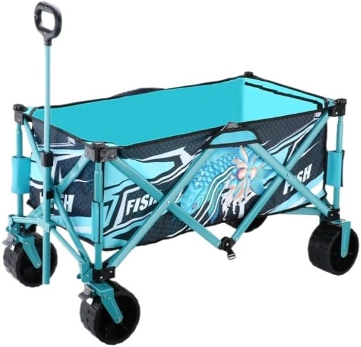 Portable Camping Cart,Outdoor Beach Camping Trolley Cart for Camper Van Traveling and Fishing Blue Color