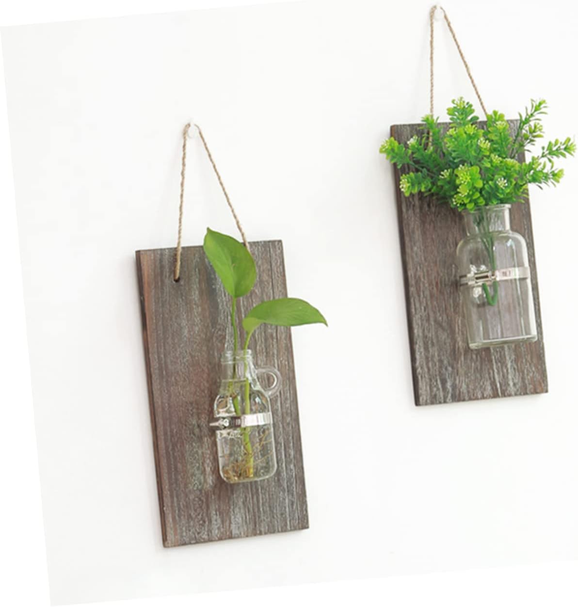 PRETYZOOM Vintage Wall Hanging Flower Pot Creative Wooden Board Hydrop