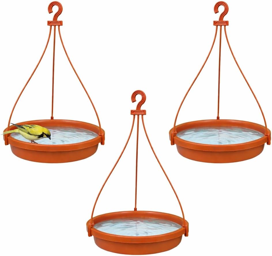 Deskart Hanging Bird Food and Water Feeder Holder | Outdoor Plastic Bird Seed Dispenser Stand and Water Bowl for Garden and Balcony (Water Feeder (3 Piece))