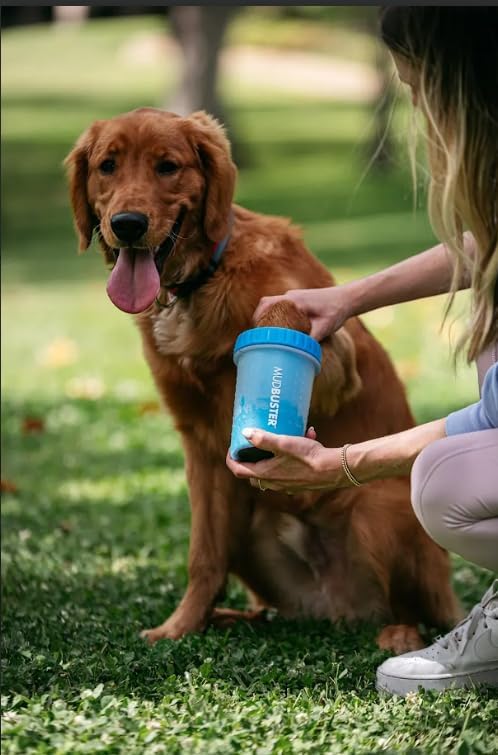 Dexas MudBuster Portable Dog Paw Cleaner, Medium, Blue - Premium Quali