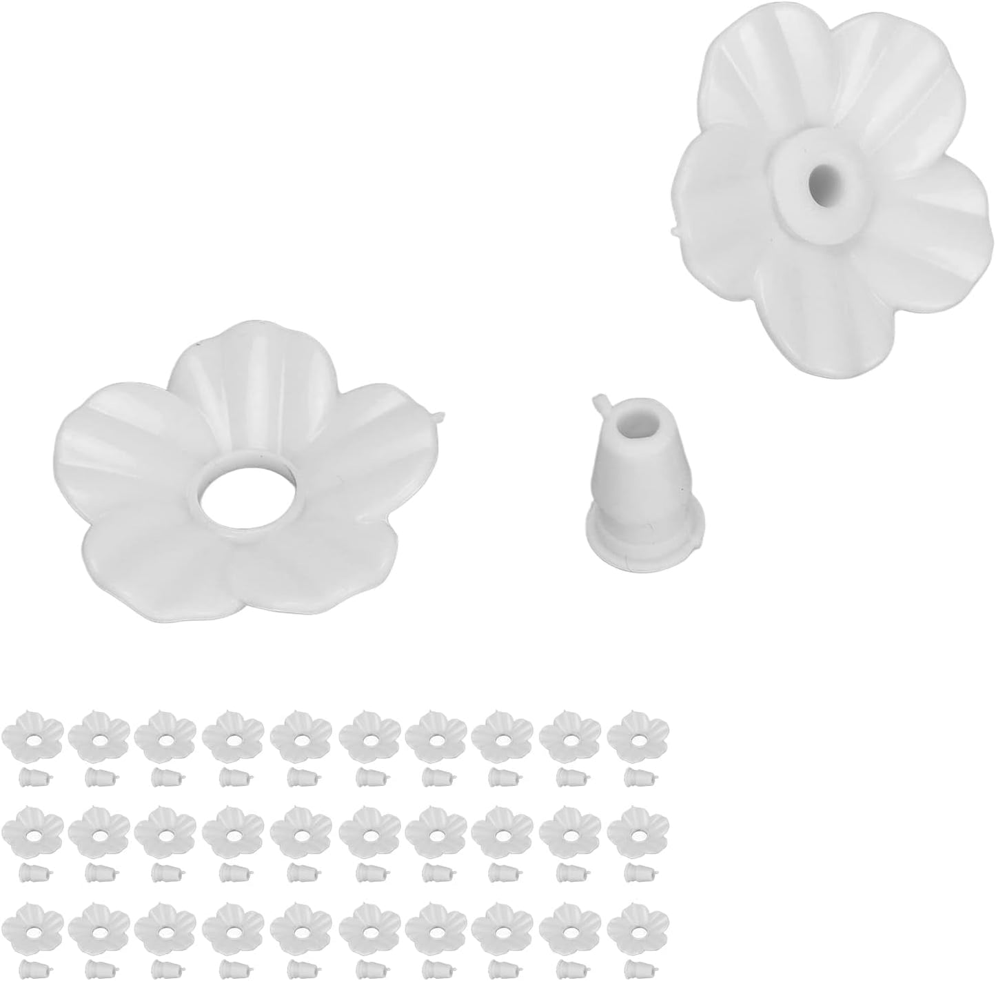 30Pcs Hummingbird Feeders Replacement Flowers, 1.2 in Decorative Innovative Hummingbird Feeders Flowers, Bird Feeding Ports Replacement Parts for Outdoor Hanging Feeders (White)