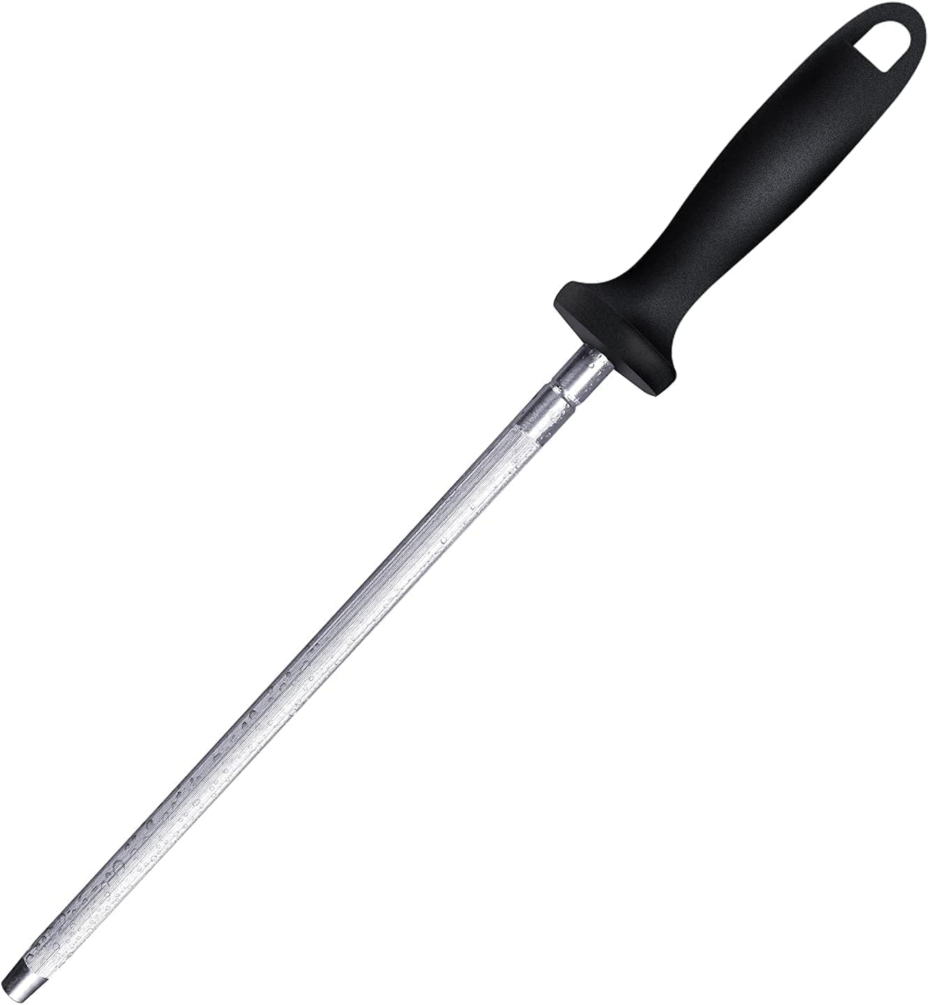 Knife Sharpener Rod, 13 Inch Carbon Steel Honing Steel for Kitchen Knives, Professional Magnetized Sharpening Stick with Nickel-Chrome Plating, Easy Grip Tool for Chef Knives