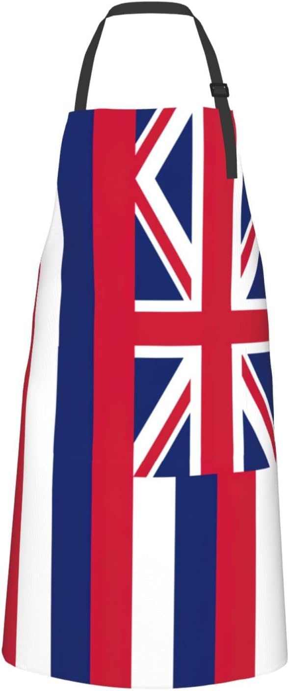 Hawaii Flag Print Laundry apron 28x33 In Waterproof Kitchen Apron with Pockets for Cooking Baking