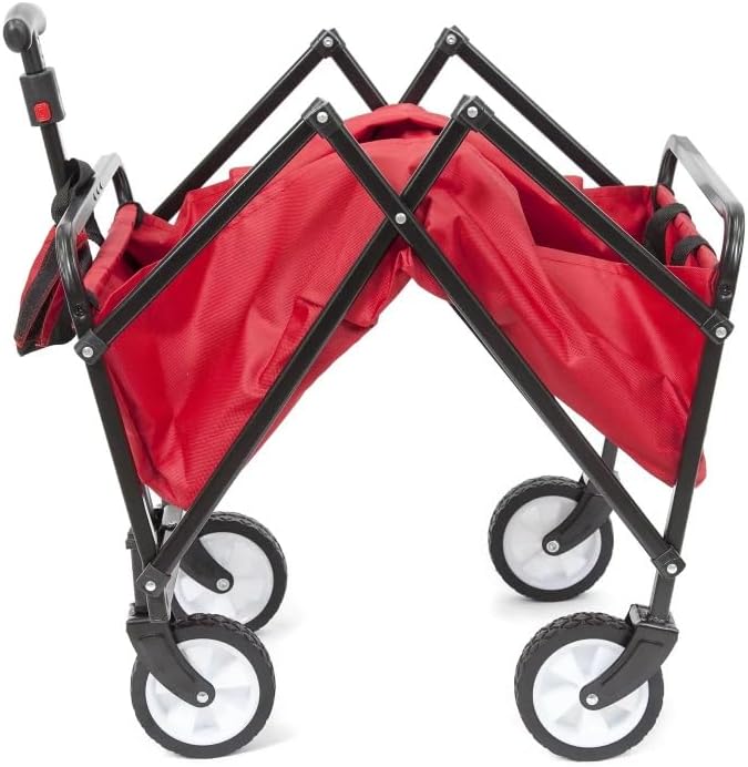 JSEIAJB Compact Outdoor Folding Utility Wagon, Black Portable Shopping Cart