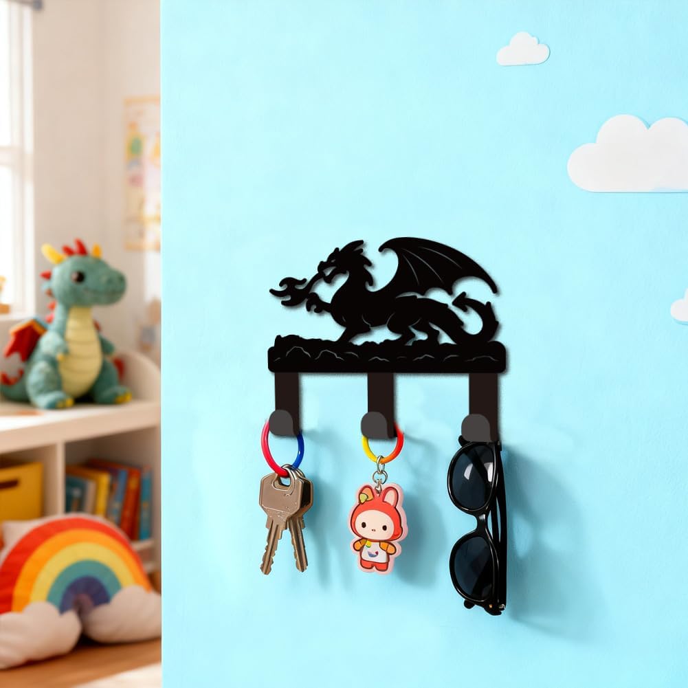Dragon Key Holder for Wall Mini Black Iron Key Hooks Wall Mounted Key 