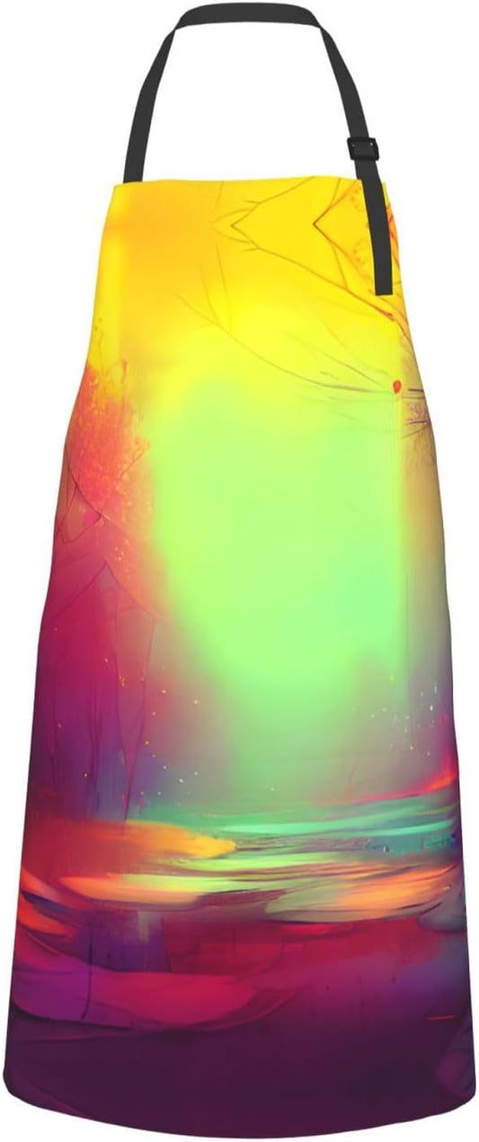 Dream colorful print Waterproof chef's apron with pocket apron for kitchen cooking baking barbecue and gardening