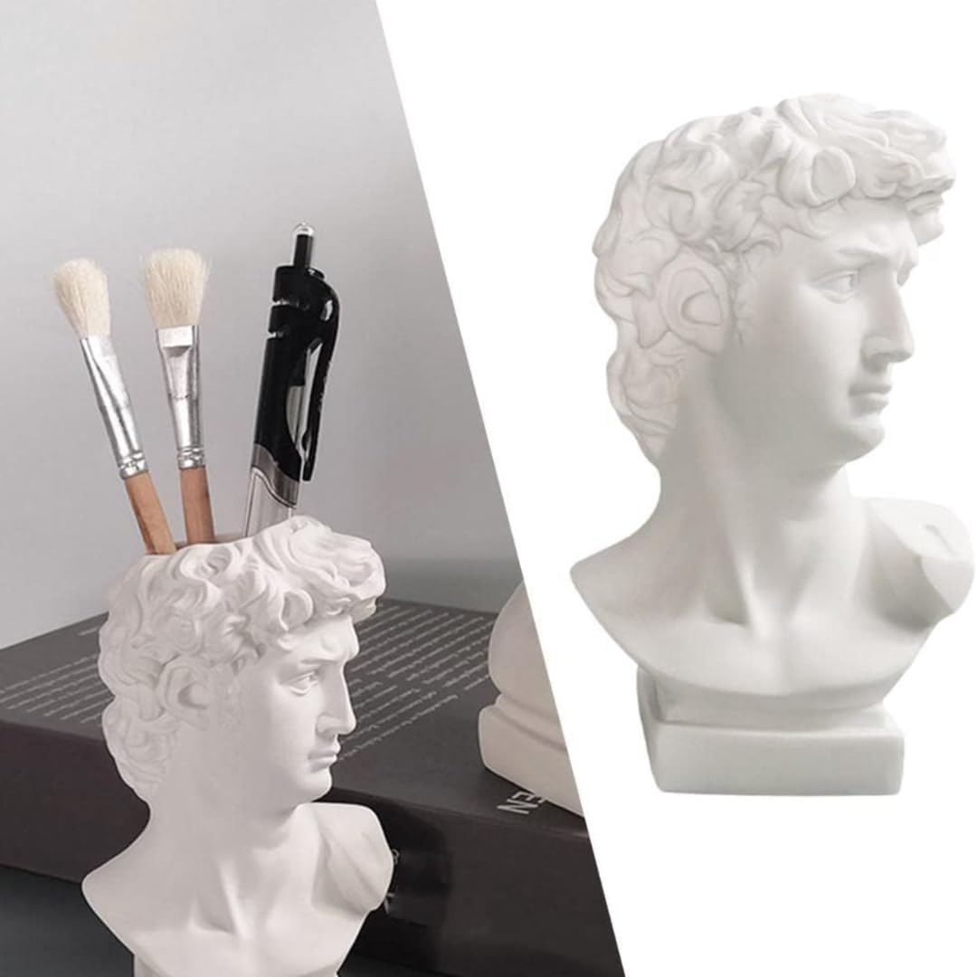 David Head Plant Pot Flower Vase Roman Style Face Planter for Garden Home Office Decorative Bust Statue Planter Modern Decor (Medium)