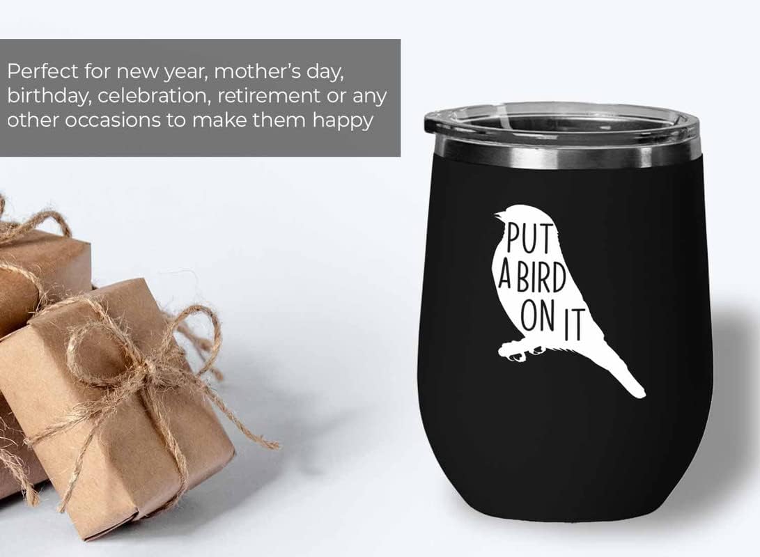Bird Lover Black Edition Wine Tumbler 12oz - Put a bird on it - Hummin