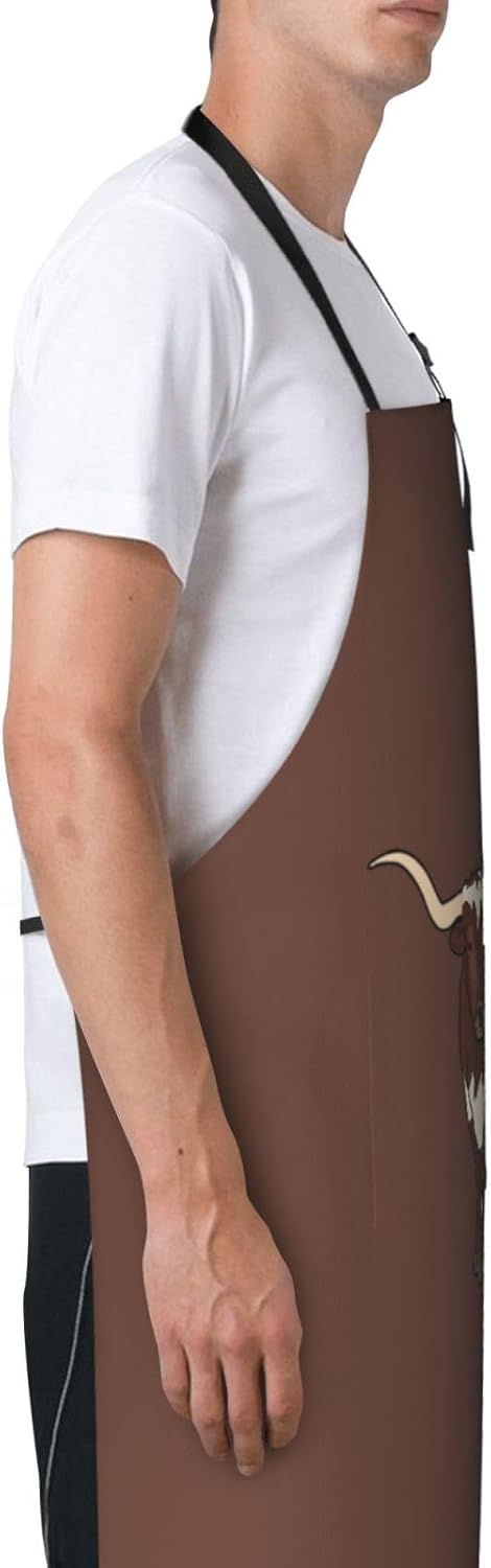 Animal cow print Waterproof apron with pocket adjustable cooking apron for adult kitchen bibs to bake
