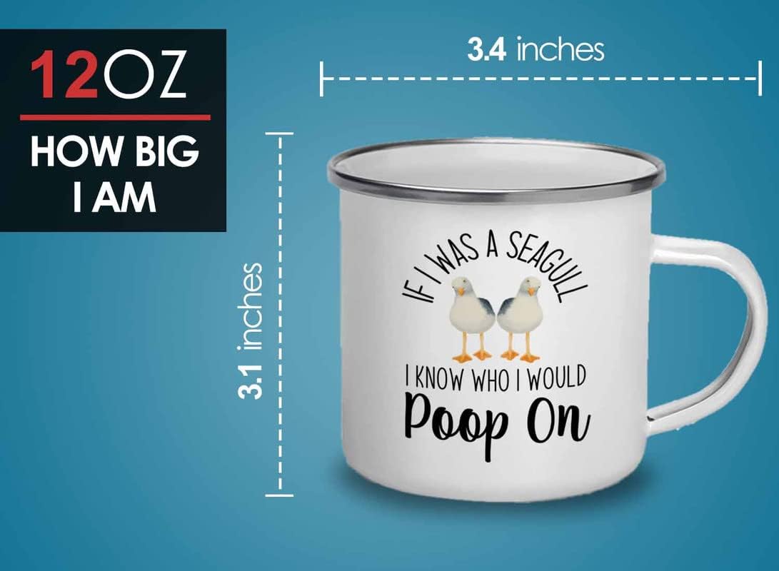 Bird Lover Camper Mug 12oz - Seagull poop on - Hummingbird Nest Cage Parrot Dad Gardening Outdoor Birdwatcher Feeder