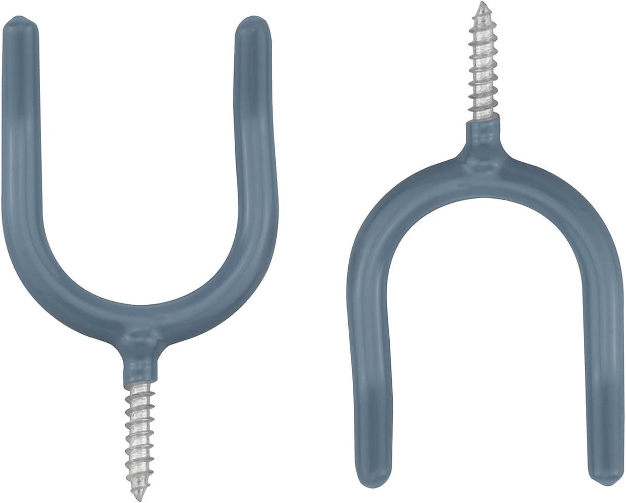4PCS Threaded U Shaped Gray Hooks 4 Expansion Tubes Heavy Duty Wall Mounted Threaded Storage Screw Hooks Gray Blue for Garden Tools Shovels Rake Racks Brooms