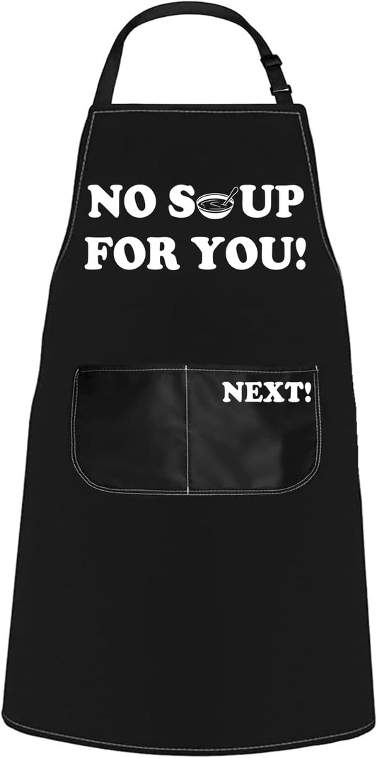 WCGXKO Chef Kitchen Apron No Soup for You Kitchen Cooking 90s TV Show Gift for Comedy Show Fans