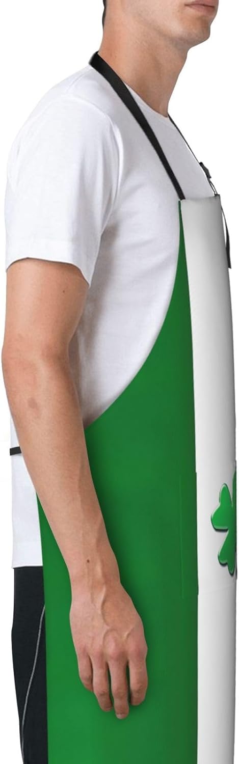 Irish Flag Print 28x33 In Adult Kitchen Apron with Pockets Versatile Chef Smock for Cooking Baking