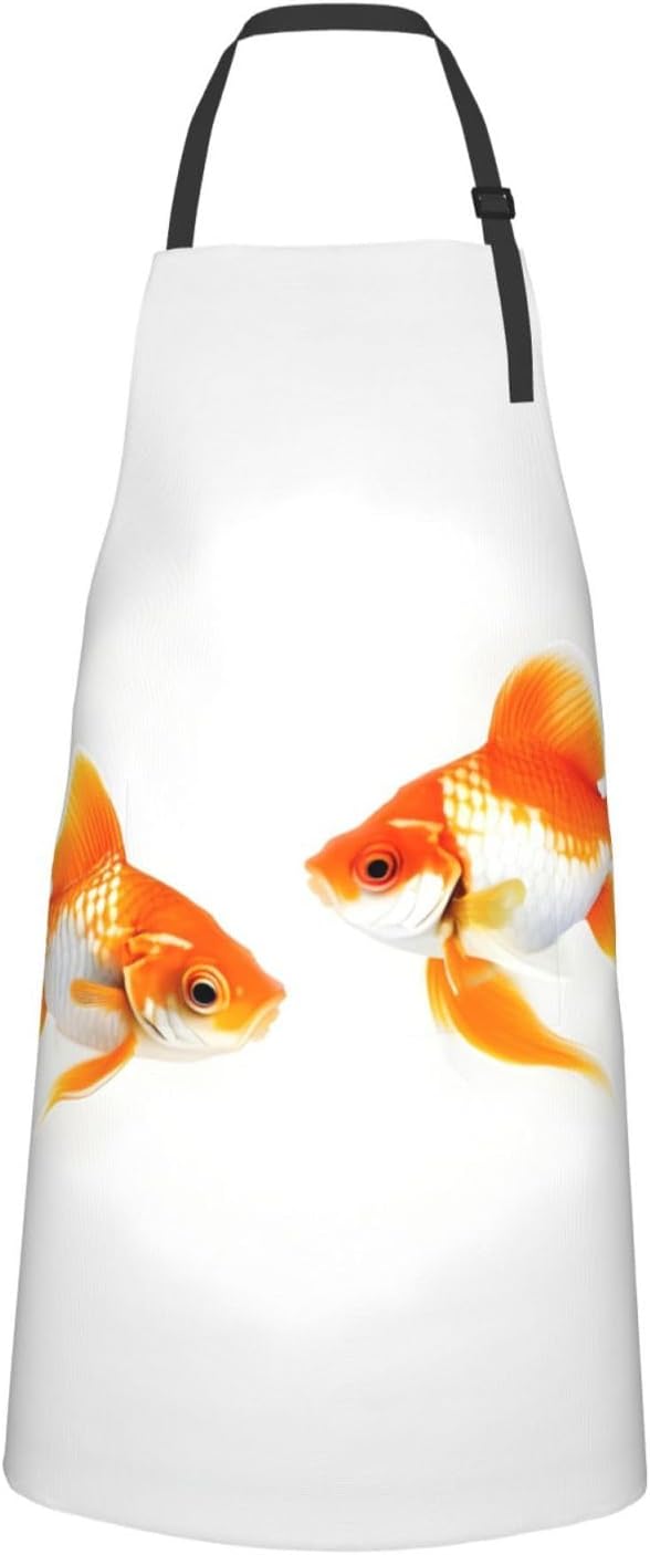 Cute goldfish Print Laundry apron 28x33 In Waterproof Kitchen Apron with Pockets for Cooking Baking