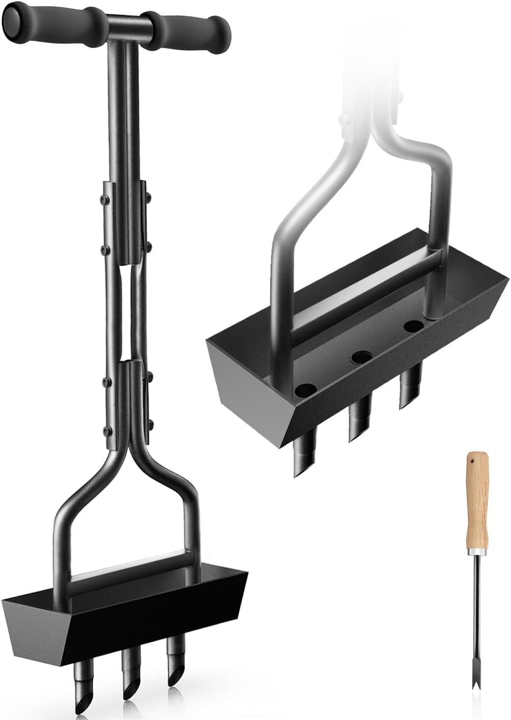 Lawn Aerator Coring Tool with Soil Core Tray, Manual Garden Plug Aerat