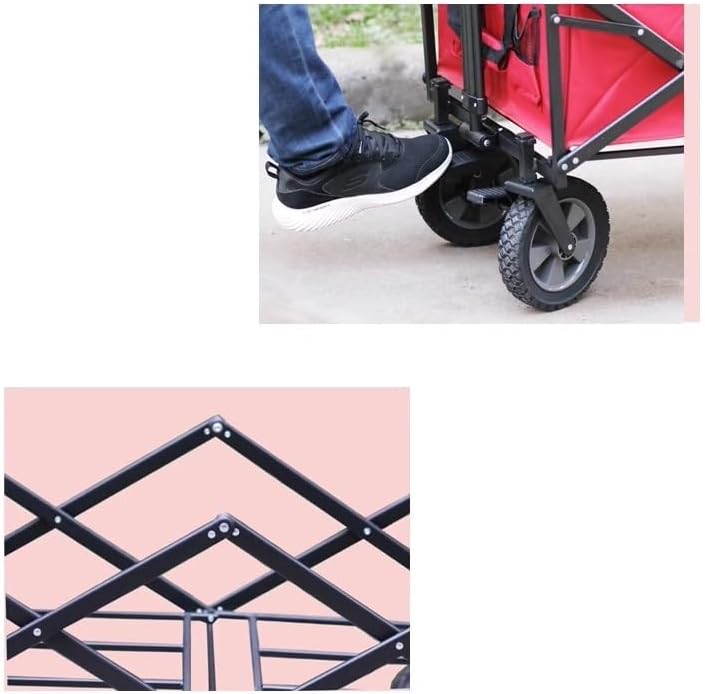 Portable Camping Cart,Portable Folding Camping Beach Trolley Wagon Cart for Outdoor Activities with 4 Wheels and Pull Handle