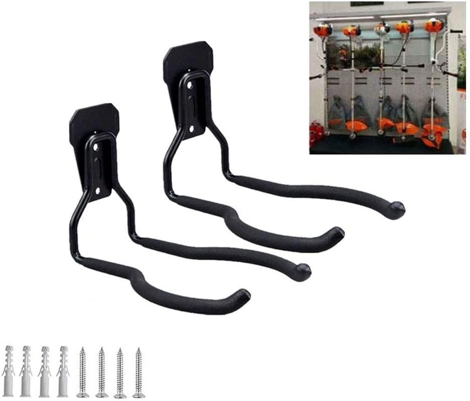 Garden Power Tool Hanger String Trimmer Hangers Garage Wall Hooks, Garage Power Tool Rack Holder, Wall Mount Garage Tool Storage Organizers Bicycle Hanger Utility Hooks (2 Pcs)