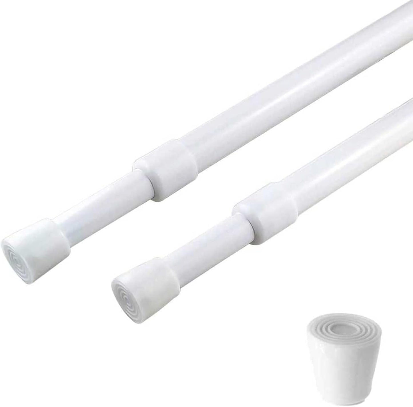 2 Pack Curtain Rod Adjustable 28-43 Inches，5/8" Diameter， White，Small Short Expandable Spring Loaded Tension Rods For Window, Bathroom, Cupboard,Kitchen